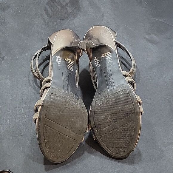 CHRISTIAN SIRIANO WOMEN'S PU ANKLE STRAP OPEN TOE RHINESTONE  HEELS SANDALS - Picture 13 of 14